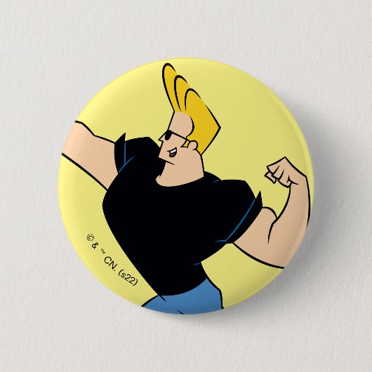 Johnny Bravo Flexing Ronde Button 5,7 Cm (Voorkant)