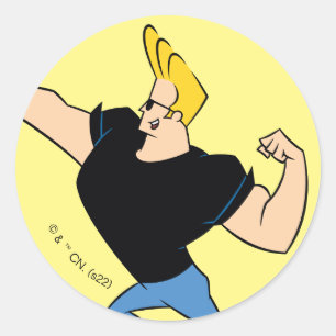 Johnny Bravo Flexing Ronde Sticker