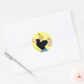 Johnny Bravo Flexing Ronde Sticker (Envelop)