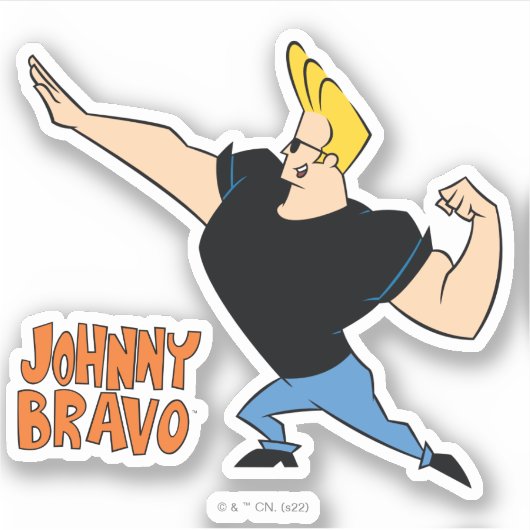 Johnny Bravo Flexing Sticker (Voorkant)