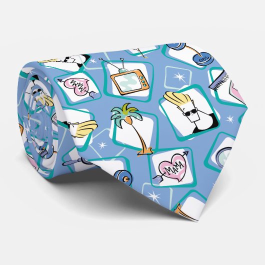 Johnny Bravo Icon Pattern Stropdas (Opgerold)