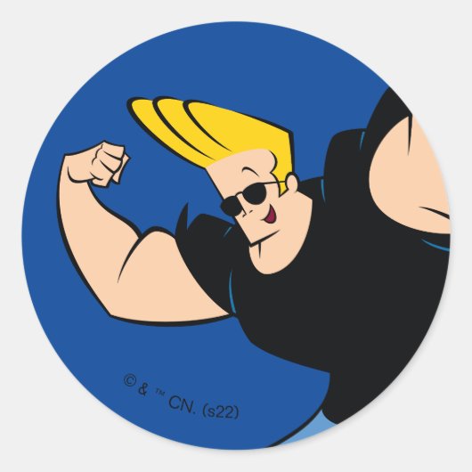 Johnny Bravo Iconic Pose Ronde Sticker (Voorkant)