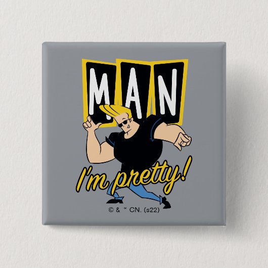 Johnny Bravo - Man dat ik ben Vierkante Button 5,1 Cm (Voorkant)