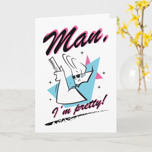 Johnny Bravo - Man ik ben  Retro Graphic Kaart (Gele Bloem)