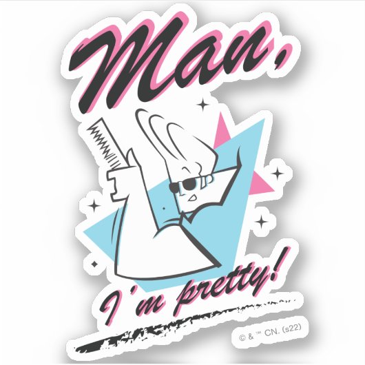 Johnny Bravo - Man ik ben Retro Graphic Sticker (Voorkant)