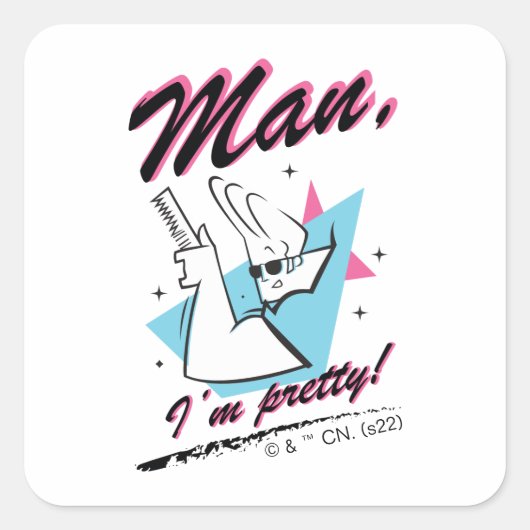 Johnny Bravo - Man ik ben  Retro Graphic Vierkante Sticker (Voorkant)