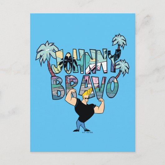 Johnny Bravo Palm Naam Briefkaart (Voorkant)