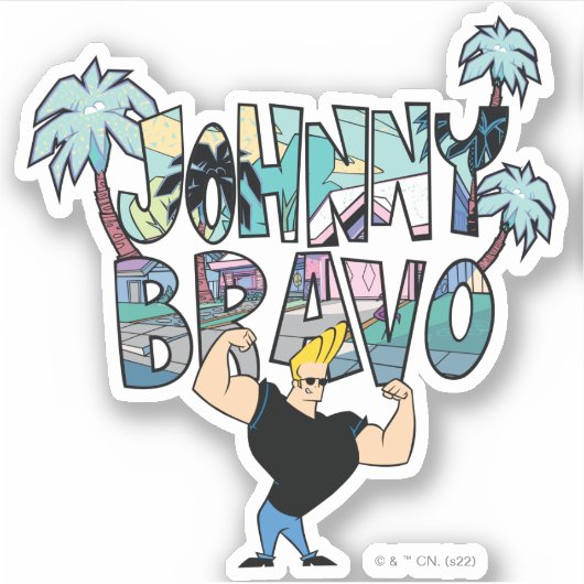 Johnny Bravo Palm Naam Sticker (Voorkant)