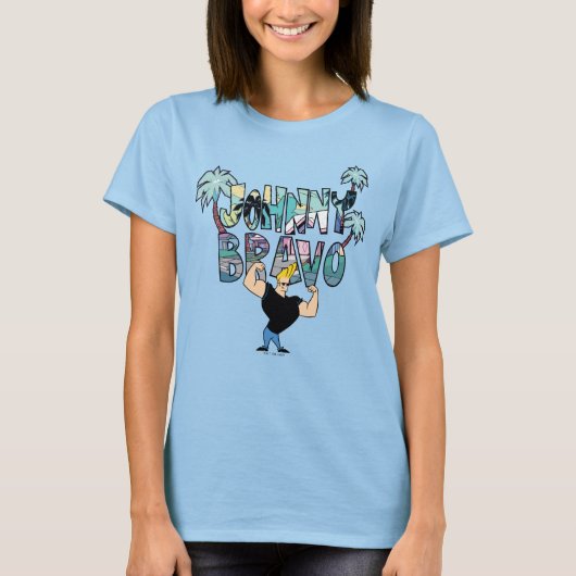 Johnny Bravo Palm Naam T-shirt (Voorkant)