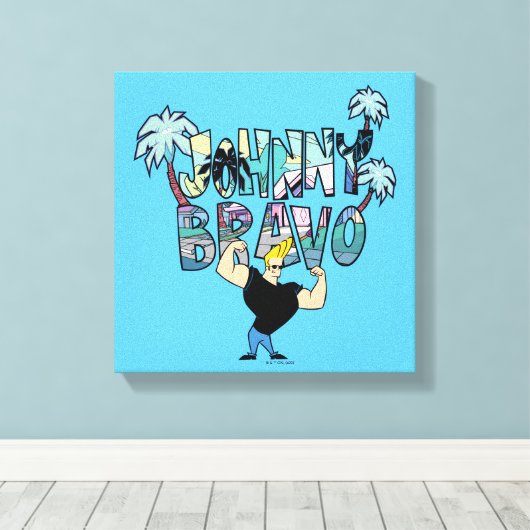 Johnny Bravo Palm Tree Name Canvas Afdruk (Insitu (Houten vloer))