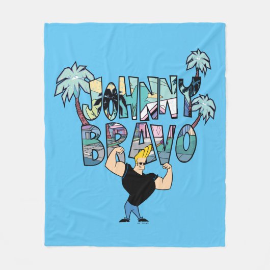 Johnny Bravo Palm Tree Name Fleece Deken (Voorkant)
