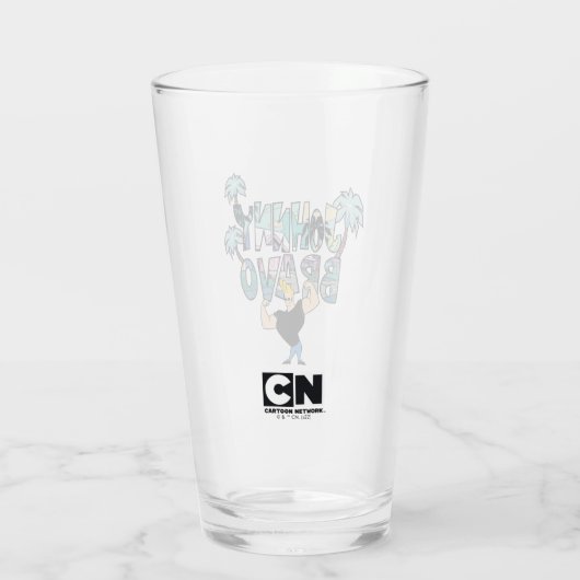 Johnny Bravo Palm Tree Name Glas (Achterkant)