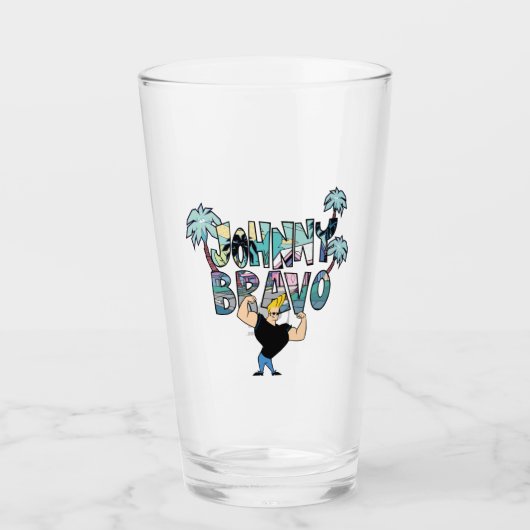Johnny Bravo Palm Tree Name Glas (Voorkant)
