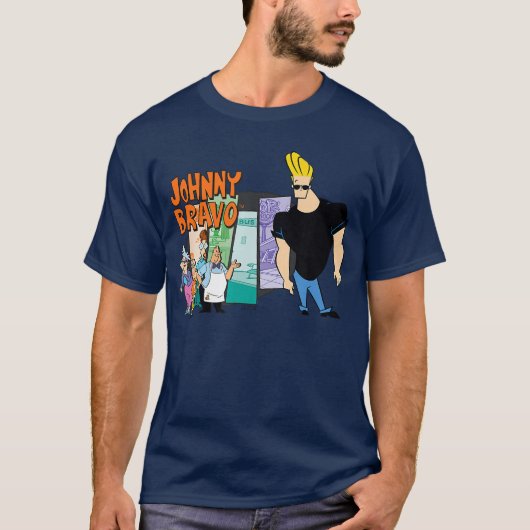 Johnny Bravo Vrienden grappig T-shirt (Voorkant)