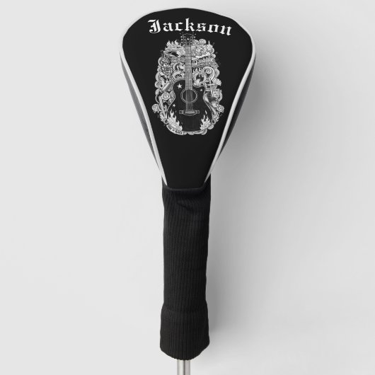 Johnny Cash Driver Hoes, Wit Golfheadcover (Voorkant)
