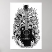 Johnny Cash Fan Art Poster, Black & White Drawing Poster (Voorkant)