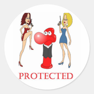 Johnny Condom Beschermd Ronde Sticker