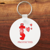 Johnny Condom beschermde harten Sleutelhanger (Voorkant)