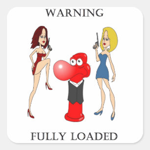 Johnny Condom volledig geladen Vierkante Sticker