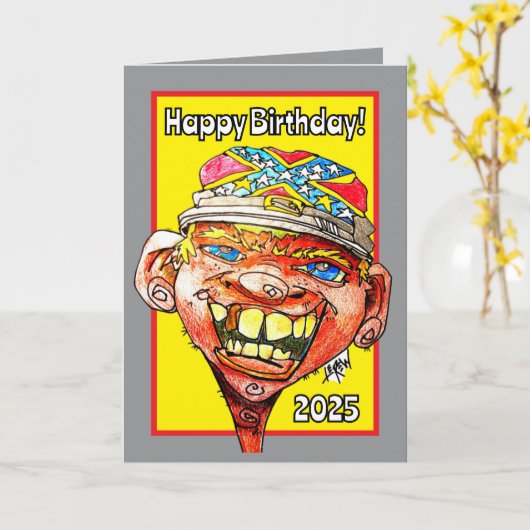 Johnny Gold Tooth viert uw gelukkige verjaardag Kaart (Gele Bloem)