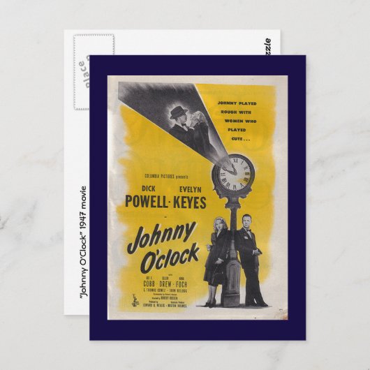 Johnny O'Clock - Monochrome Poster Briefkaart (Voorkant / Achterkant)