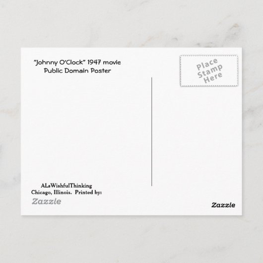 Johnny O'Clock - Monochrome Poster Briefkaart (Achterkant)