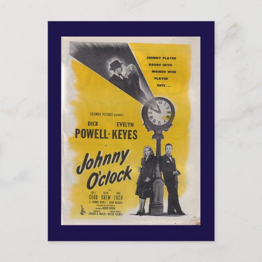 Johnny O'Clock - Monochrome Poster Briefkaart (Voorkant)