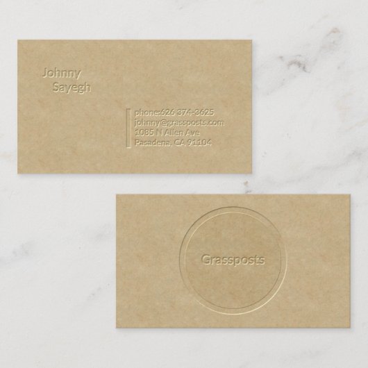 Johnny Sayegh Letterpress Visitekaartje (Voorkant / Achterkant)