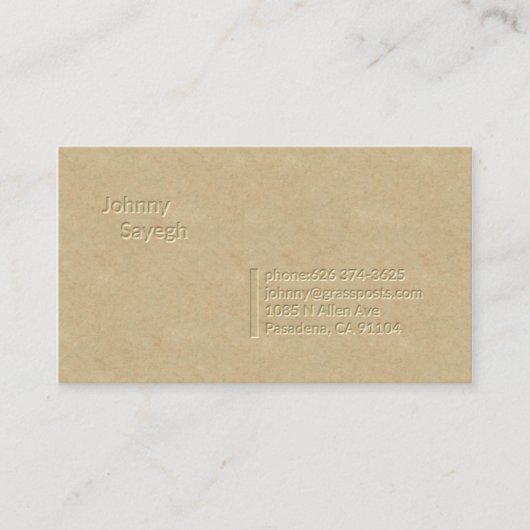 Johnny Sayegh Letterpress Visitekaartje (Voorkant)