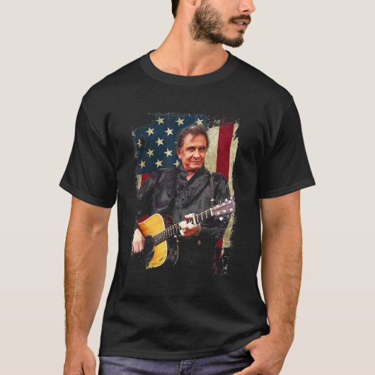  Johnny shirt Cash Country Muziek Retro Flag (Voorkant)