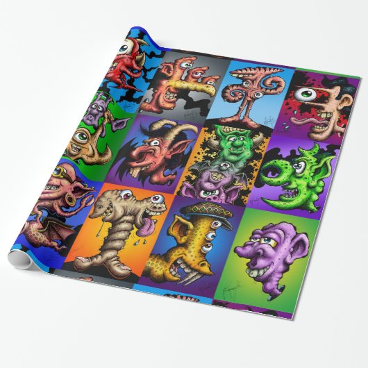 Johnny 'Toons "Colorful Creeps" Gift Wrap Cadeaupapier (Uitgerold)