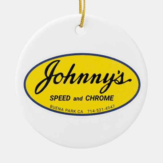 Johnny's Speed en Chrome vintage Keramisch Ornament (Voorkant)