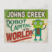 Johns Creek Georgia Robot - Funny Briefkaart (Voorkant)