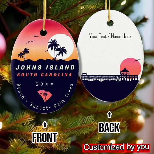 Johns Island Pier SC Retro Sunset Souvenirs 60s Keramisch Ornament