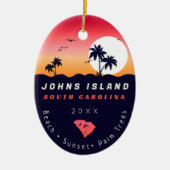 Johns Island Pier SC Retro Sunset Souvenirs 60s Keramisch Ornament (Voorkant)