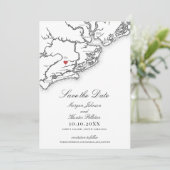 Johns Island SC Map Elegant Black White Wedding Save The Date (Staand voorkant)