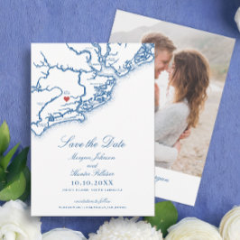 Johns Island SC Map Elegant Navy Blue Wedding Save The Date