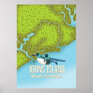 Johns Island ,South Carolina USA-kaart. Poster