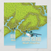 Johns Island, South Carolina, VS-kaart. (Voorkant / Achterkant)