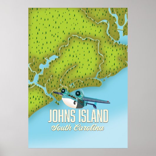 Johns Island, South Carolina, VS kaart. Poster (Voorkant)