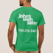 John's Lawn Salon werkend shirt. T-shirt (Achterkant)