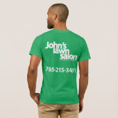 John's Lawn Salon werkend shirt. T-shirt (Achterkant volledig)