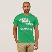 John's Lawn Salon werkend shirt. T-shirt (Voorkant volledig)