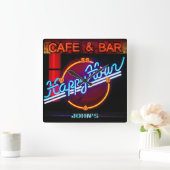 JOHN'S - Name Neon Sign Bar Mancave Den Clock Fun Vierkante Klok (Huis)