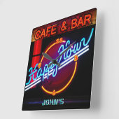 JOHN'S - Name Neon Sign Bar Mancave Den Clock Fun Vierkante Klok (Hoek)