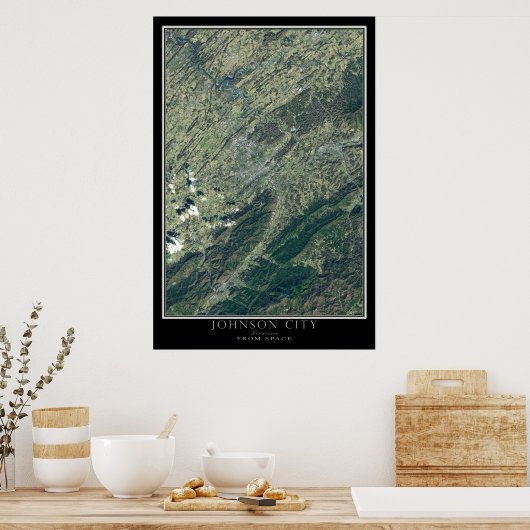 Johnson City Tennessee van Space Satellite Map Poster (Keuken)
