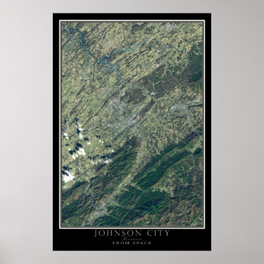Johnson City Tennessee van Space Satellite Map Poster (Voorkant)