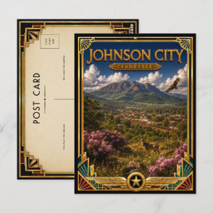 Johnson City Tennessee Vintage Art Deco Gouden Tij Briefkaart