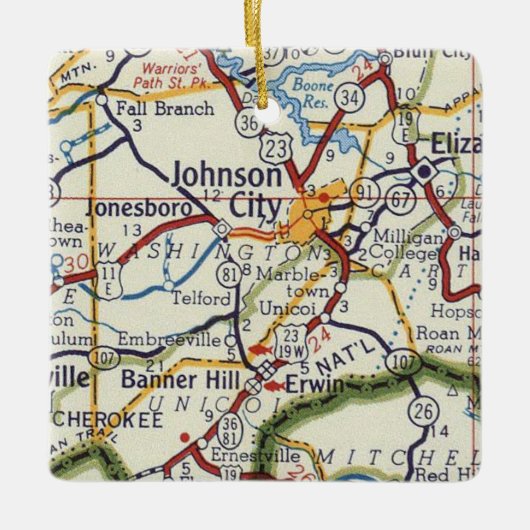 Johnson City TN Keramisch Ornament (Voorkant)