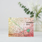 Johnson City, TN  Map Briefkaart (Staand voorkant)